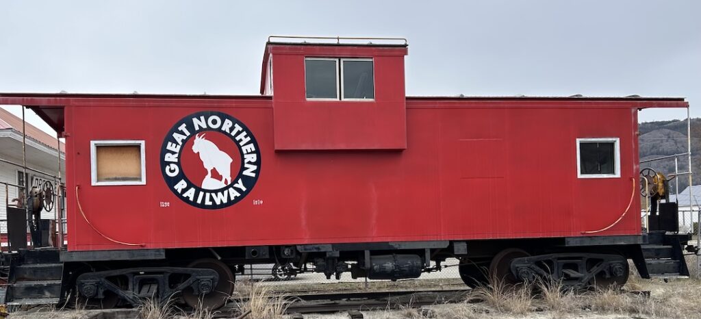 Red train caboose.